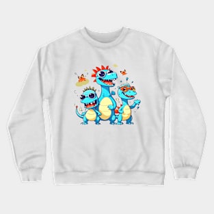 Three Cute Dinosaurs Crewneck Sweatshirt